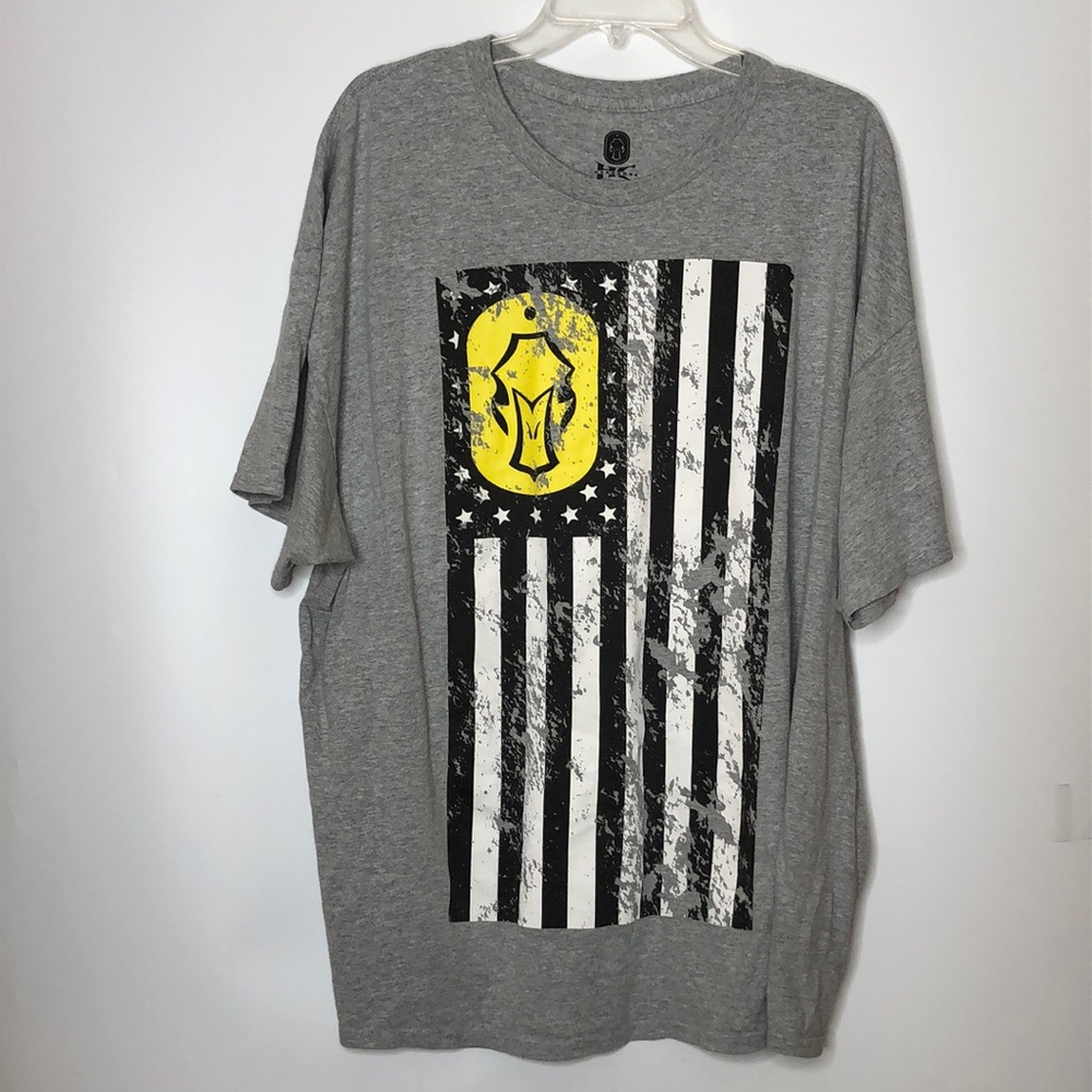 Hardcore Men's Gray Short Sleeve Flag Top  XXXL
